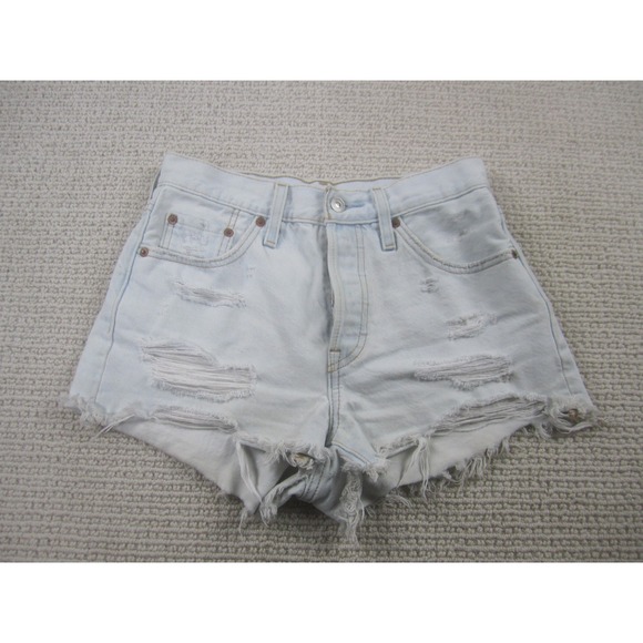 Levi's Pants - Levi's 501 Shorts Womens 25 Blue Distressed Denim‎ Cut Off 5-Button Fly Jean